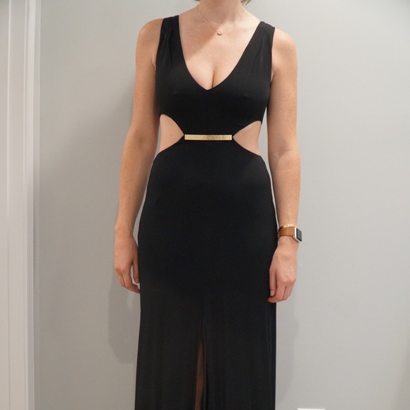 BCBGMaxAzria | Dresses | Full Length Black Bcbg Dress With Cutouts |  Poshmark